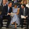 Le Premier Ministre David Cameron avec sa femme Samantha et le chancelier George Osborne à la messe en la cathédrale Saint-Paul de Londres pour le 90e anniversaire de la reine Elizabeth II, le 10 juin 2016.