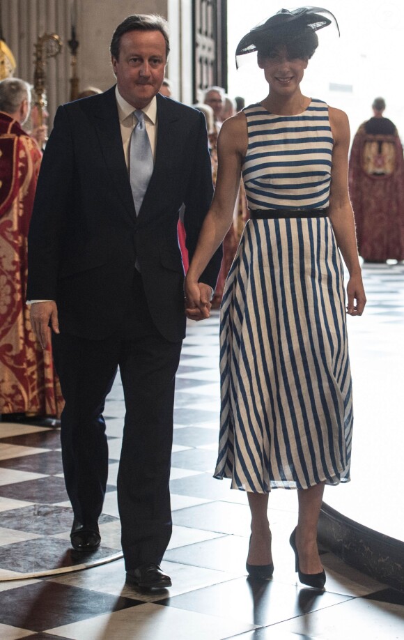 David Cameron et sa femme Samantha à la messe en la cathédrale Saint-Paul de Londres pour le 90e anniversaire de la reine Elizabeth II, le 10 juin 2016.