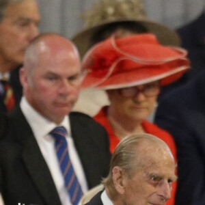 La reine Elizabeth II et le prince Philip lors de la messe en la cathédrale Saint-Paul de Londres pour le 90e anniversaire de la reine Elizabeth II, le 10 juin 2016.