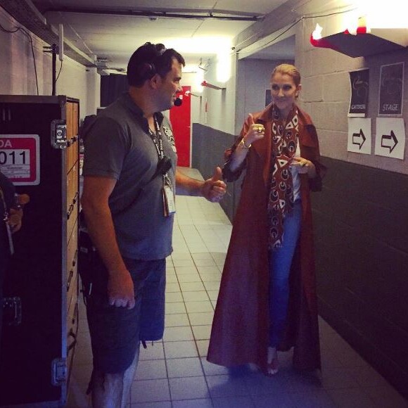 Céline Dion dans les coulisses du Palais des Sports d'Anvers, le 19 juin 2016