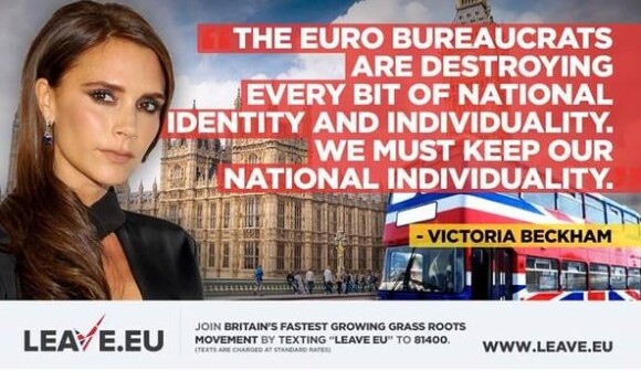 Campage des partisans du Brexit qui utilise de vieux propos de Victoria Beckham.