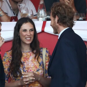 Juliette Maillot, Andrea Casiraghi et sa femme Tatiana Santo Domingo - La famille princière de Monaco assiste à la compétition du "Grand Prix du Prince de Monaco" dans les tribunes du Longines Global Champion Tour dans le cadre du Jumping international de Monte-Carlo, le 25 juin 2016. © Bruno Bebert/Pool Monaco/Bestimage  Monaco Princely Family attends the 'Grand Prix du Prince' at the Longines Global Champions Tour of Monaco, on June 25th 2016.25/06/2016 - Monte-Carlo