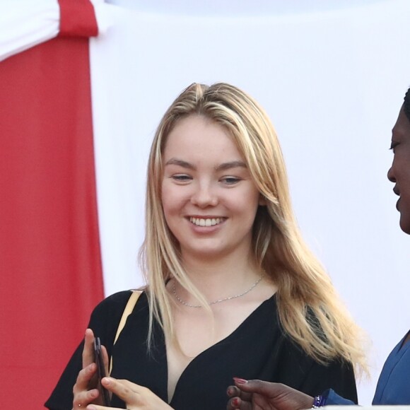 La princesse Alexandra de Hanovre et Khadja Nin - La famille princière de Monaco assiste à la compétition du "Grand Prix du Prince de Monaco" dans les tribunes du Longines Global Champion Tour dans le cadre du Jumping international de Monte-Carlo, le 25 juin 2016. © Bruno Bebert/Pool Monaco/Bestimage  Monaco Princely Family attends the 'Grand Prix du Prince' at the Longines Global Champions Tour of Monaco, on June 25th 2016.25/06/2016 - Monte-Carlo