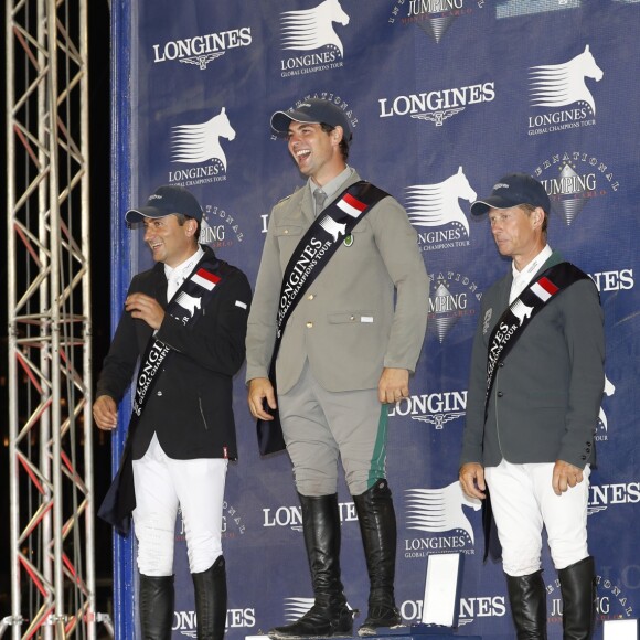 Emanuele Gaudiano (vainqueur du Grand Prix du Prince de Monaco), Piergiorgio Bucci (Second du Grand Prix du Prince de Monaco), Rolf-Göran Bengtsson (3ème du Grand Prix du Prince de Monaco) - Remise du "Grand Prix du Prince de Monaco" lors du Longines Global Champion Tour dans le cadre du Jumping international de Monte-Carlo, le 25 juin 2016. © Claudia Albuquerque/Bestimage  "Grand Prix du Prince de Monaco" awards ceremony during the Longines Global Champions Tour of Monaco, on June 25th 2016.25/06/2016 - Monte-Carlo
