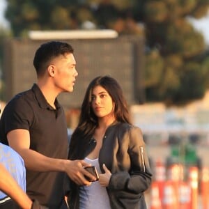 Kylie Jenner et son ex compagnon Tyga arrivent à la première du clip de Kanye West "Famous" à Los Angeles le 24 juin 2016.