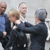 Julie Andrieu et son mari Stéphane Delajoux, Colette Boutoulaud - Obsèques de Nicole Courcel en l'église Saint-Roch à Paris le 30 juin 2016.