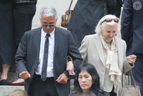 Jean-Marie Périer et Colette Boutoulaud - Obsèques de Nicole Courcel en l'église Saint-Roch à Paris le 30 juin 2016.