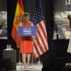 La reine Letizia d'Espagne et la première dame des Etats-Unis Michelle Obama lors d'une conférence de presse de l'organisation "Let Girls Learn" à Madrid. Le 30 juin 2016