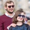 Amaury Leveaux et sa compagne Elizaveta - Les Dimanches au Galop à l'Hippodrome d’Auteuil, Paris le 3 avril 2016. Les Dimanches au Galop sont des sorties dominicales destinées aux familles pour une immersion ludique et sportive dans le monde des courses de chevaux. © Florian Leger / Share & Dare via Bestimage