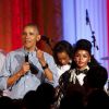 Le président des Etats-Unis Barack Obama célèbre l'anniversaire de sa fille Malia (18 ans) et la date commémorative de l'indépendance du pays lors d'une cérémonie à la Maison Blanche, le 4 juillet 2016 à Washington. La chanteuse Janelle Monáe et le rappeur Kendrick Lamar ont donné un concert pour l'occasion.