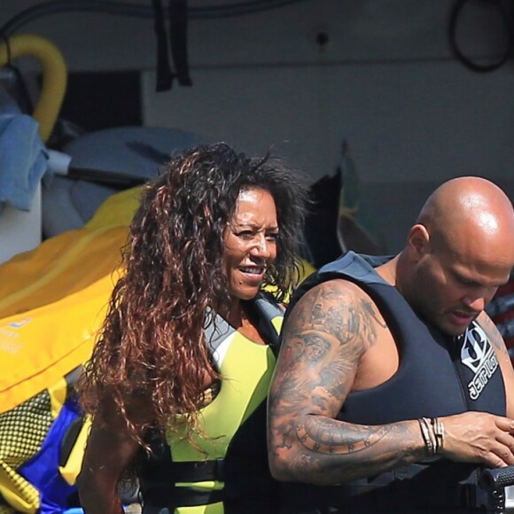 Melanie Brown (Mel B) et son mari Stephen Belafonte en vacances sur un yacht avec des amis à Ibiza le 3 Juillet 2016.