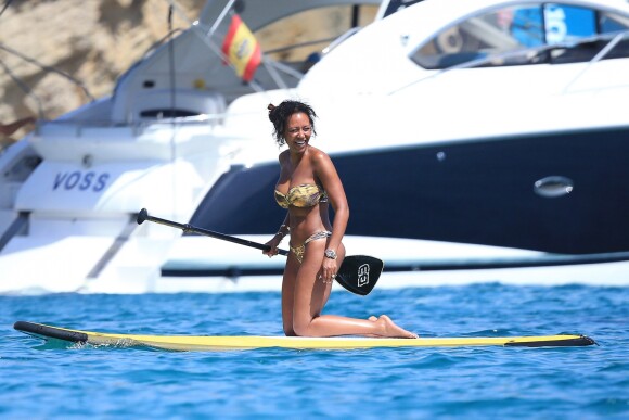 Melanie Brown (Mel B) et son mari Stephen Belafonte en vacances sur un yacht avec des amis à Ibiza le 3 Juillet 2016.