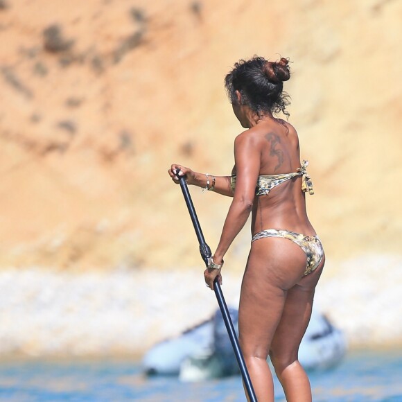 Melanie Brown (Mel B) et son mari Stephen Belafonte en vacances sur un yacht avec des amis à Ibiza le 3 Juillet 2016.