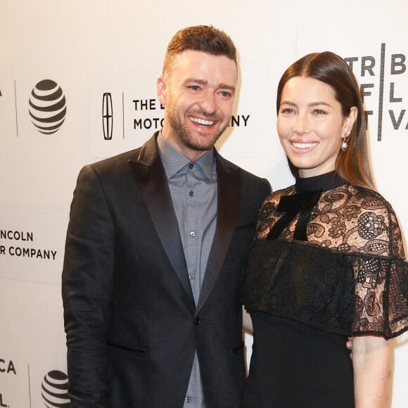 Justin Timberlake et sa femme Jessica Biel à la première de "The Devil and the Deep Blue Sea' à New York, le 14 avril 2016