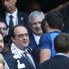 François Hollande, Florent Manaudou - Les hommes politiques assistent à la demi-finale de l'Euro 2016 Allemagne-France au stade Vélodrome à Marseille, France, le 7 juillet 2016. © Cyril Moreau/Bestimage