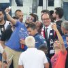 François Hollande (selfie) - Les hommes politiques assistent à la demi-finale de l'Euro 2016 Allemagne-France au stade Vélodrome à Marseille, France, le 7 juillet 2016. © Cyril Moreau/Bestimage