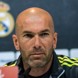 Conférence de presse de Zinedine Zidane avant le match Real de Madrid / FC Barcelone du 2 avril 2016. A Madrid le 1er avril 2016.  Zinedine Zidane press conference before match against Barcelona.01/04/2016 - Madrid