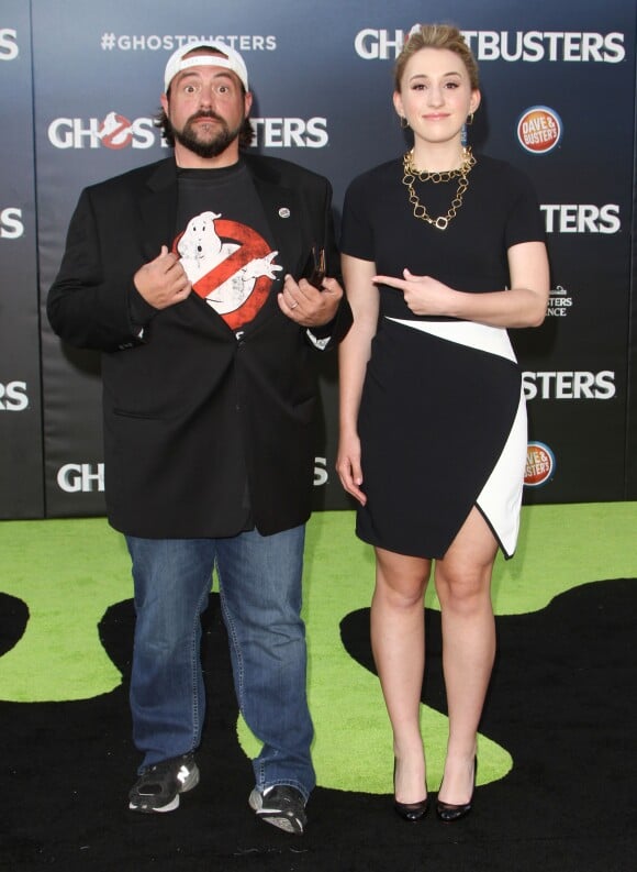 Kevin Smith et sa fille Harley Quinn - Célébrités lors de la première de Ghostbuster à Hollywood le 9 juillet 2016.