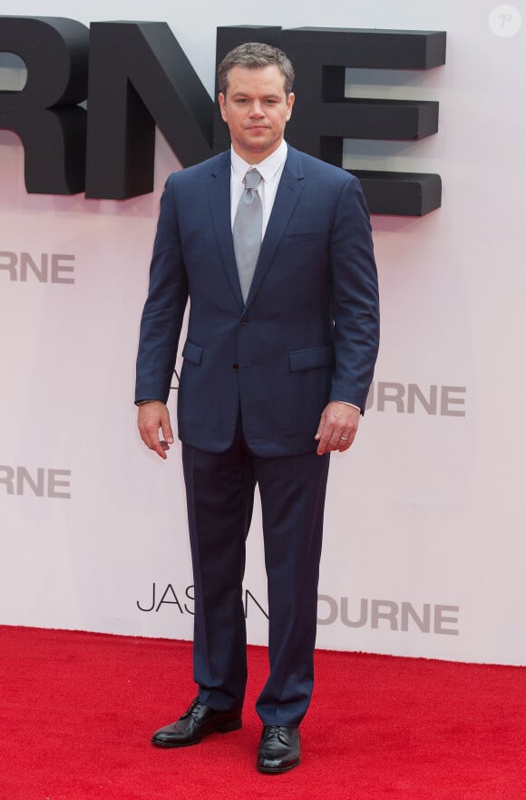 Matt Damon arrivant à la 1ère avant-première européenne "Jason Bourne" au Odeon, Leicester Square à Londres, le 11 juillet 2016.
