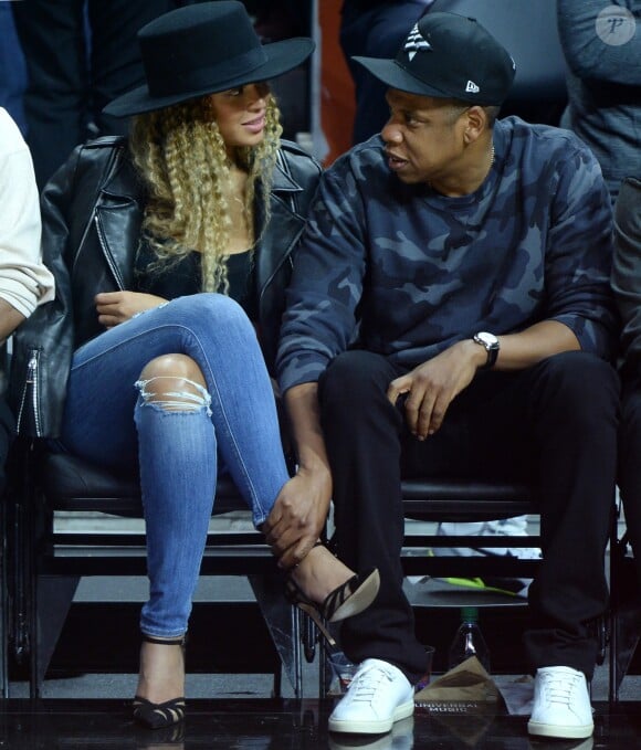 Beyoncé et Jay-Z au Staples Center à Los Angeles. Le 3 mars 2016.