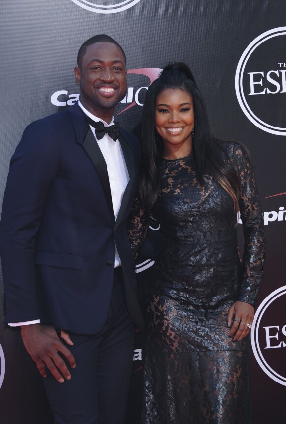 Dwyane Wade et sa femme Gabrielle Union à l'édition 2016 des ESPY Awards à Los Angeles le 13 juillet.