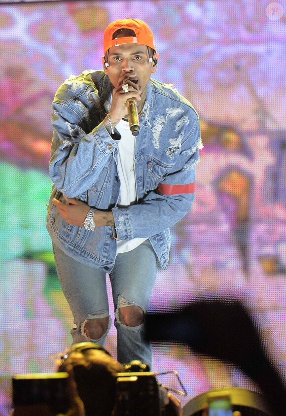 Chris Brown en concert à l'Accorhotels Arena Bercy à Paris, le 28 mai 2016.