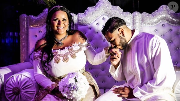 Exclusif - Fiançailles de Sarah Fraisou (Les Anges 8) avec Malik, la cérémonie s'est déroulée dans une salle des fêtes de la région parisienne en présence de leurs familles le 8 juillet 2016.