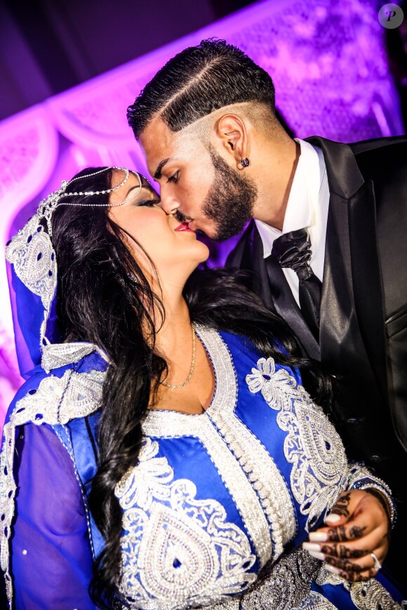 Exclusif - Fiançailles de Sarah Fraisou (Les Anges 8) avec Malik, la cérémonie s'est déroulée dans une salle des fêtes de la région parisienne en présence de leurs familles le 8 juillet 2016.