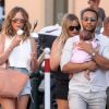 John Legend, sa femme Chrissy Teigen et leur petite fille Luna se promènent sur le port de Saint-Tropez, le 25 juillet 2016.