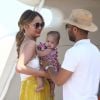 Chrissy Teigen, John Legend et leur fille Luna Simone à bord d'un yacht à Saint-Tropez. Le 26 juillet 2016.