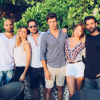 Jérémy Olivier, Clara Morgane, Valentin Lucas, Caroline Receveur et un couple d'amis lors de leurs vacances de rêves à Bali. Juillet 2016.