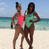 Claudia Jordan et son amie Roberta Moradfar sur la plage de Miami. Juillet 2016.