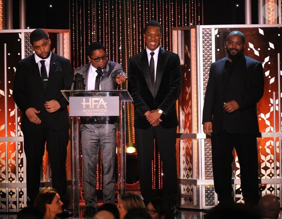 O'Shea Jackson Jr., Jason Mitchell et Corey Hawkins aux 19e Hollywood Film Awards. Le 1er novembre 2015.