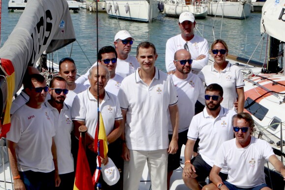 Le roi Felipe VI d'Espagne au Club royal nautique de Palma de Majorque lors de la 35e édition de la Copa del Rey, le 5 août 2016.