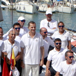 Le roi Felipe VI d'Espagne au Club royal nautique de Palma de Majorque lors de la 35e édition de la Copa del Rey, le 5 août 2016.