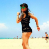 Emilie Nef Naf à Playa del Carmen avec son nouveau compagnon Bruno Cerella, le 13 juillet 2016.