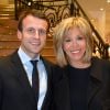 Emmanuel Macron et sa femme Brigitte Trogneux photographiés lors de la conférence-débat organisée par la Fondation France Israël aux Salons Hoche, à Paris, France, le 9 Janvier 2016