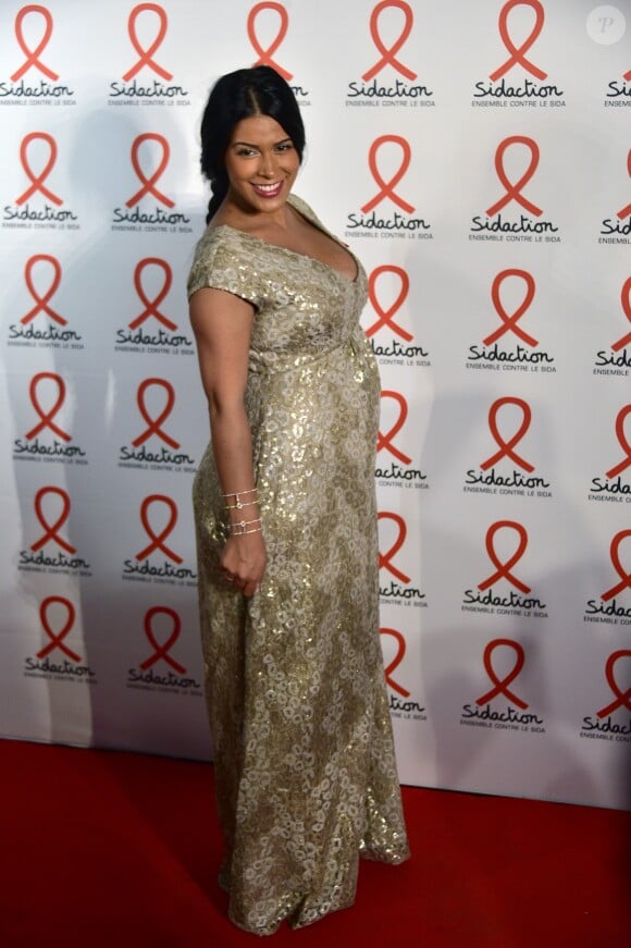 Ayem Nour enceinte - Soirée de lancement du Sidaction 2016 au Musée du Quai Branly à Paris le 7 mars 2016. © Giancarlo Gorassini/Bestimage