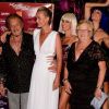 Johnny et Laeticia Hallyday, accompagnés de la grand-mère de Laeticia, Elyette Boudou, au Ti St Barth à Saint-Barthélemy le 12 août 2016