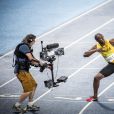 Usain Bolt participe à la finale du 200 mètres hommes au stade olympique à Rio, le 18 août 2016.  Usain Bolt at the men's 200m final held at the Olympic Stadium in Rio. August 18th, 2016.18/08/2016 - Rio de Janeiro