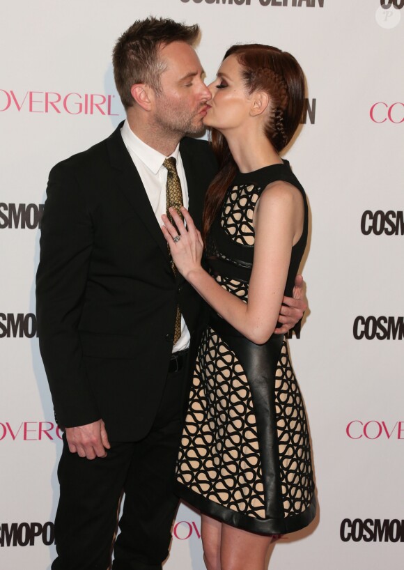 Chris Hardwick et sa fiancée Lydia Hearst à la soirée du 50ème anniversaire de la revue féminine 'Cosmopolitan' à West Hollywood, le 12 octobre 2015