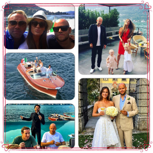 Photomontage d'images du mariage de Daniel Ek, fondateur de Spotify, et Sofia Levander, le 27 août 2016 au Lac de Côme, publié sur Instagram par leur ami l'explorateur suédois Johan Ernst Nilson.