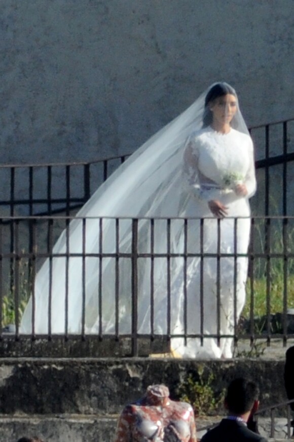 Exclusif - Kim Kardashian lors de son mariage avec Kanye West au Fort Belvedere à Florence en Italie le 24 mai 2014.