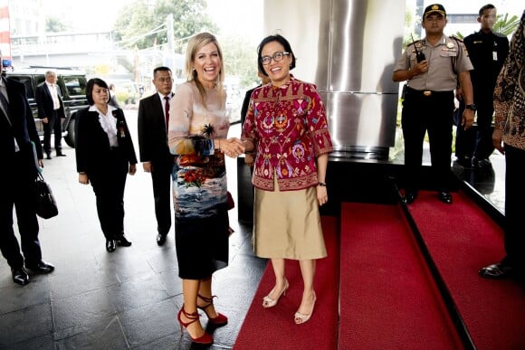 La reine Maxima des Pays-Bas rencontre la ministre des finances de l'Indonésie Mulyani Indrawiti à Jakarta le 1er septembre 2016.01/09/2016 - Jakarta