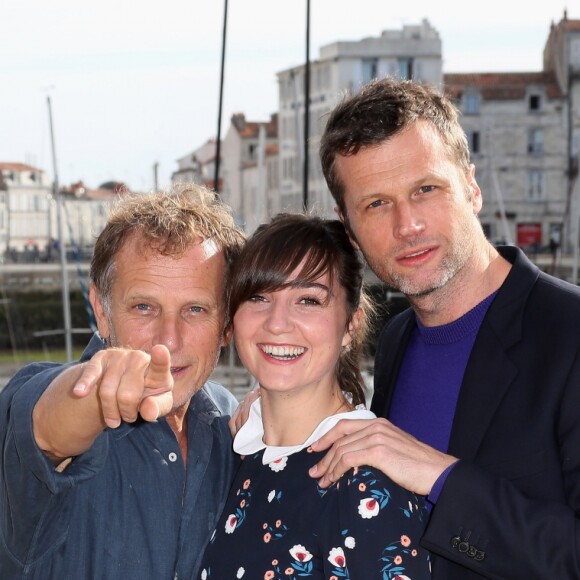 Charles Berling, Nina Meurisse et Robert Plagnol - Photocall du téléfilm "Glace" lors du 18ème Festival de la Fiction TV de La Rochelle. Le 17 septembre 2016 © Patrick Bernard / Bestimage