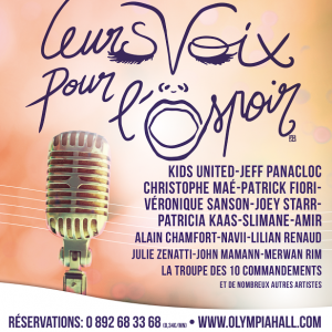 Affiche de la 5e édition du concert caritatif Leurs voix pour l'espoir, le 21 septembre 2016 à l'Olympia à Paris, à l'initiative de Laurie Cholewa.