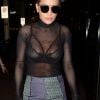 Exclusif - Rita Ora arrive à l'aéroport après avoir assisté au défilé de mode Tezenis à Vérone en Italie. Elle porte un haut en voile transparent avec soutien gorge apparent! Le 20 septembre 2016