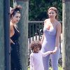 Exclusif - Kim Kardashian, accompagnée de Larsa Pippen, emmène sa fille North passer la journée au bord d'une piscine à Miami, le 20 septembre 2016