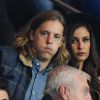 Pierre Sarkozy, Malika Ménard lors du match entre le Paris Saint-Germain et Dijon FCO au Parc des Princes, le 20 septembre 2016.