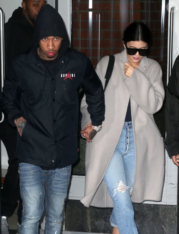 Kylie Jenner et son petit ami le rappeur Tyga se rendent à une soirée à New York, le 28 octobre 2015.  Kylie Jenner and Tyga spotted on a night out in New York City, New York on October 28, 2015.28/10/2015 - New York